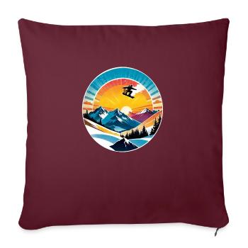 snowboard neige et ski - Housse de coussin décorative 45 x 45 cm - bordeaux - Devant