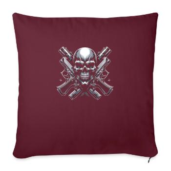 Gepanzerter Wächter: Schädel der gekreuzten Pistolen - Sofakissenbezug 45 x 45 cm - Burgunderrot - Vorne