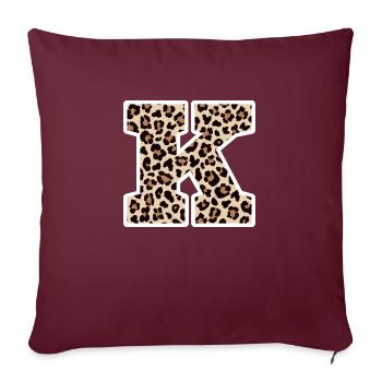 lettre k motif léopard -idée cadeau d’anniversaire - Housse de coussin décorative 45 x 45 cm - bordeaux - Devant