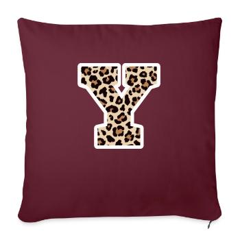 lettre Y motif léopard -idée cadeau d’anniversaire - Housse de coussin décorative 45 x 45 cm - bordeaux - Devant