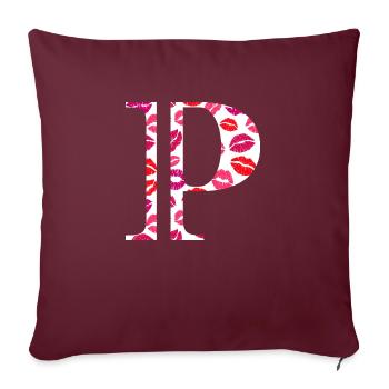 Lettre p bisous - Housse de coussin décorative 45 x 45 cm - bordeaux - Devant