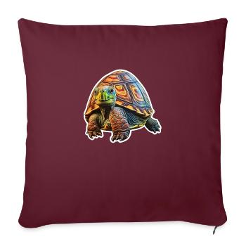 Tortue psychédélique - Housse de coussin décorative 45 x 45 cm - bordeaux - Devant