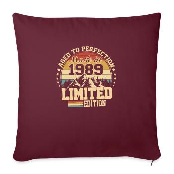 1989 anniversaire 1989 né en 1989 anniversaire - Housse de coussin décorative 45 x 45 cm - bordeaux - Devant