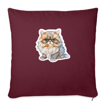 Chat persan potelé - Housse de coussin décorative 45 x 45 cm - bordeaux - Devant