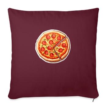 Salami à pizza bien garni - Housse de coussin décorative 45 x 45 cm - bordeaux - Devant