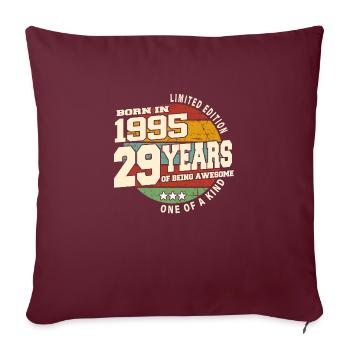1995 Vintage Retro Classique 29 ans - Housse de coussin décorative 45 x 45 cm - bordeaux - Devant