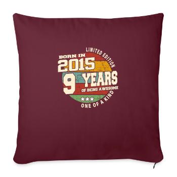 2015 Vintage Retro Classique 9 ans - Housse de coussin décorative 45 x 45 cm - bordeaux - Devant