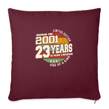 2001 Vintage Retro Classique 23 ans - Housse de coussin décorative 45 x 45 cm - bordeaux - Devant
