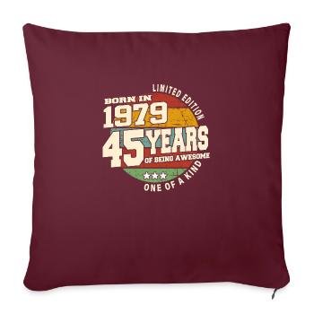 1979 Vintage Retro Classique 45 ans - Housse de coussin décorative 45 x 45 cm - bordeaux - Devant