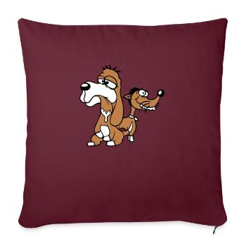 2 dogs team stupid two friends crew unhappy - Sofa pillowcase 17,3'' x 17,3'' (45 x 45 cm) - burgundy - Front