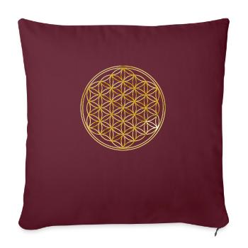 Blume des Lebens 3D GOLD - Sofakissenbezug 45 x 45 cm - Burgunderrot - Vorne
