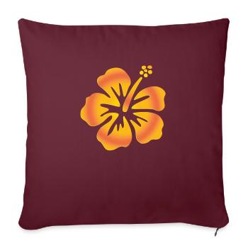Hibiscus jaune - Housse de coussin décorative 45 x 45 cm - bordeaux - Devant