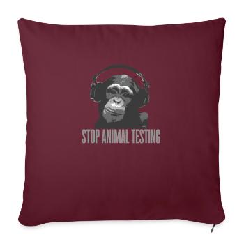DJ MONKEY arrêt expérimentation animale par wam - Housse de coussin décorative 45 x 45 cm - bordeaux - Devant