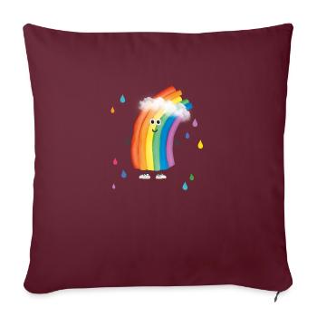 Rudi Regenbogen "bunte Regentropfen" - Sofakissenbezug 45 x 45 cm - Burgunderrot - Vorne
