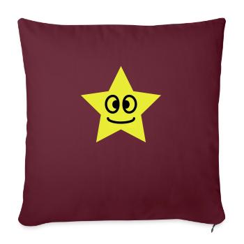 Stern Smiley Smily Augen Mund glücklich lachen - Sofakissenbezug 45 x 45 cm - Burgunderrot - Vorne