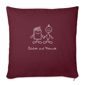 Les livres sont des amis (PNG, négatif) - Housse de coussin décorative 45 x 45 cm - bordeaux - Devant