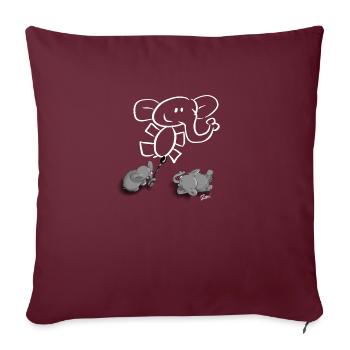 Quand les éléphants peignent des éléphants. - Housse de coussin décorative 45 x 45 cm - bordeaux - Devant