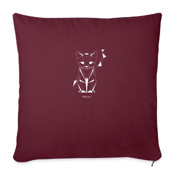Chat origami - Housse de coussin décorative 45 x 45 cm - bordeaux - Devant