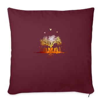 sunshinetown / Natur Sonne Stadt Baum - Sofakissenbezug 45 x 45 cm - Burgunderrot - Vorne