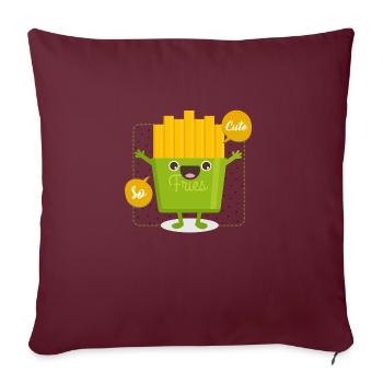 frites cute - Housse de coussin décorative 45 x 45 cm - bordeaux - Devant