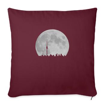 Horizon de Berlin devant la lune Fernsehturm - Housse de coussin décorative 45 x 45 cm - bordeaux - Devant