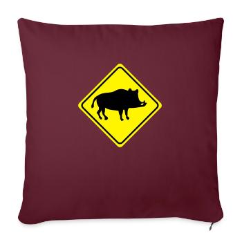 Warning - Wild Boar Pig - 2 Color Vector - Sofa pillowcase 17,3'' x 17,3'' (45 x 45 cm) - burgundy - Front