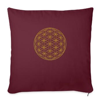 flower_of_life_osirissphere_gold - Sofakissenbezug 45 x 45 cm - Burgunderrot - Vorne
