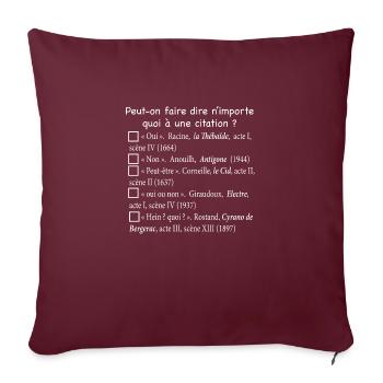 Citations-blanc - Housse de coussin décorative 45 x 45 cm - bordeaux - Devant