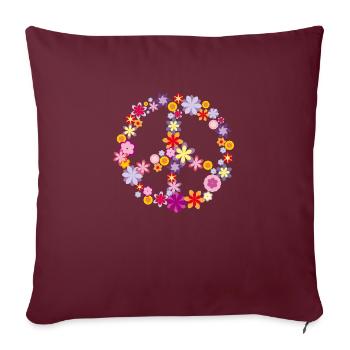 Peace / Peace symbol with flowers - Sofa pillowcase 17,3'' x 17,3'' (45 x 45 cm) - burgundy - Front