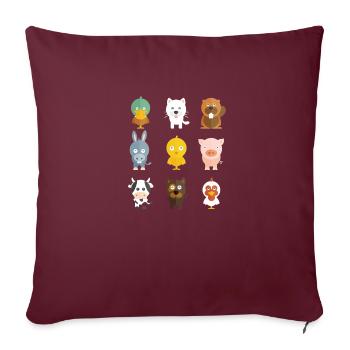 Animaux de la ferme - Housse de coussin décorative 45 x 45 cm - bordeaux - Devant