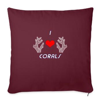 J'aime les coraux / J'aime les coraux - Housse de coussin décorative 45 x 45 cm - bordeaux - Devant