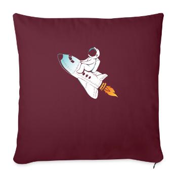 L’astronaute de fusée vers la Lune - Housse de coussin décorative 45 x 45 cm - bordeaux - Devant