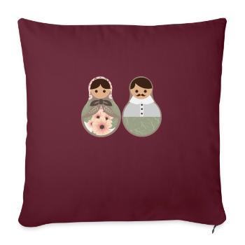 Russie Couple amoureux Matroschka poupées cadeau - Housse de coussin décorative 45 x 45 cm - bordeaux - Devant