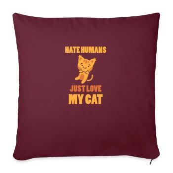 Chat Chats animaux de compagnie T-shirts idée cadeau - Housse de coussin décorative 45 x 45 cm - bordeaux - Devant