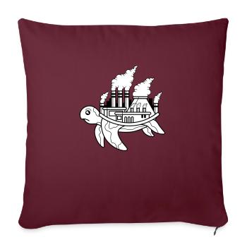 Usine de tortues, fumée, smog, bien-être des animaux - Housse de coussin décorative 45 x 45 cm - bordeaux - Devant