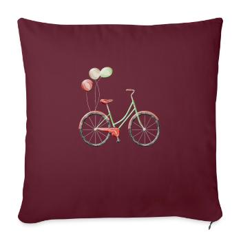 Ballons velo vintage - Housse de coussin décorative 45 x 45 cm - bordeaux - Devant