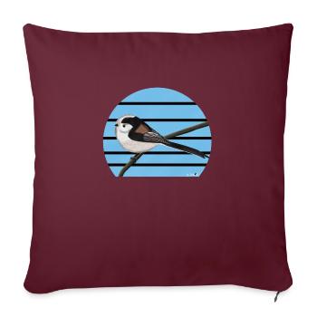 jz.birds Schwanzmeise Vogel Design - Sofakissenbezug 45 x 45 cm - Burgunderrot - Vorne