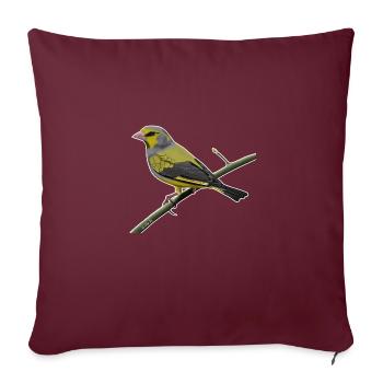 jz.birds Grünfink Vogel Design - Sofakissenbezug 45 x 45 cm - Burgunderrot - Vorne