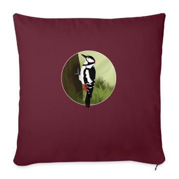 jz.birds Specht Vogel Design Illustration - Sofakissenbezug 45 x 45 cm - Burgunderrot - Vorne