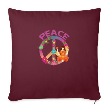 Signe de paix hippie | Cadeaux hippies vêtements - Housse de coussin décorative 45 x 45 cm - bordeaux - Devant