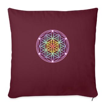 Graine de vie et tétraèdre - Housse de coussin décorative 45 x 45 cm - bordeaux - Devant