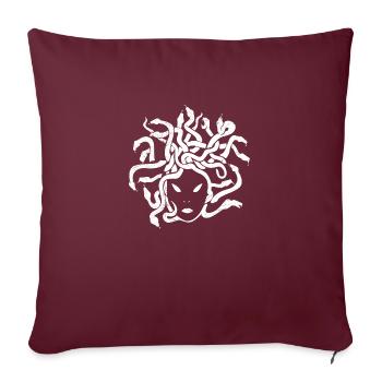 Idée de cadeau de protection grecque Medusa gorgoneion - Housse de coussin décorative 45 x 45 cm - bordeaux - Devant