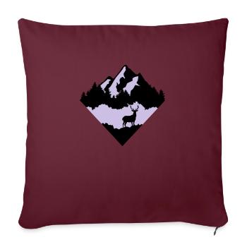 Deer, Forrest and Mountains, Cerf - Housse de coussin décorative 45 x 45 cm - bordeaux - Devant