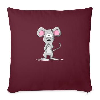 Souris anxieuse - Housse de coussin décorative 45 x 45 cm - bordeaux - Devant