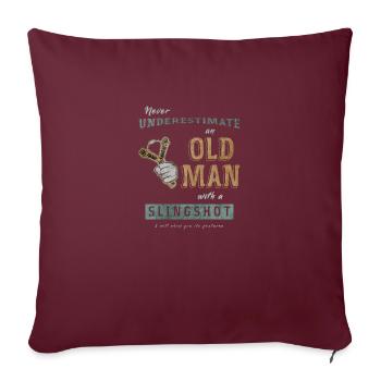 Retraité avec Slingshot Zwille Stein fronde chemise - Housse de coussin décorative 45 x 45 cm - bordeaux - Devant
