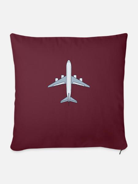Flugzeug - Sofakissenbezug 45 x 45 cm - Burgunderrot