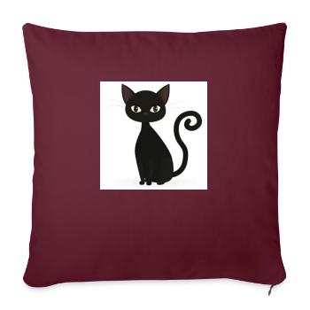 schwarze Katze - Sofakissenbezug 45 x 45 cm - Burgunderrot - Vorne