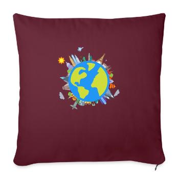 La Terre/The earth - Housse de coussin décorative 45 x 45 cm - bordeaux - Devant