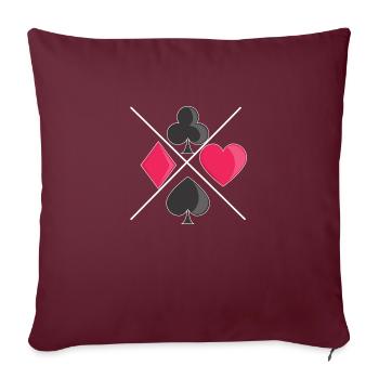 Doppelkopf Skat Poker Blackjack Knack Schwimmen - Sofakissenbezug 45 x 45 cm - Burgunderrot - Vorne