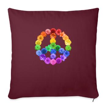 Blumen Peace Flowerpower - Sofakissenbezug 45 x 45 cm - Burgunderrot - Vorne